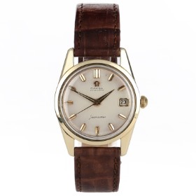 Omega Seamaster. Vintage men's watch in steel with gold case and light dial, approx. 1961