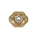 Victoriansk perlebroche af 14 kt. guld og sølv. Ca. 1850-1870.