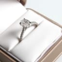 Diamond ring (lab produced) of 18 kt. white gold, ring size 52