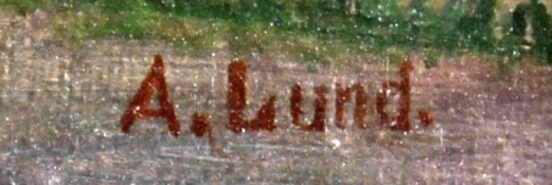 A. Lund. Hvidøre Slot, Strandvejen, Klampenborg, olie på lærred, ca. 1910/20erne