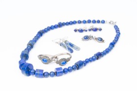 Lapis lazuli jewelry set of silver. (9)