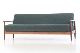 Tysk møbeldesign. Daybed af teak, grønt uld, 1960'erne