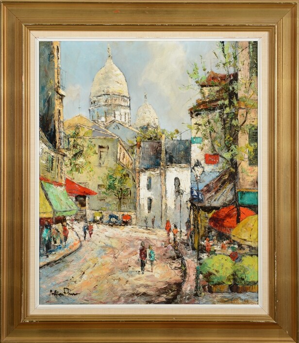 Arthur Hierer, olie på lærred. Motiv fra Mont Martre. 