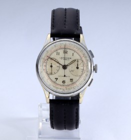 Leonidas 'Chronograph'. Vintage men's watch in chromed metal, 1950s