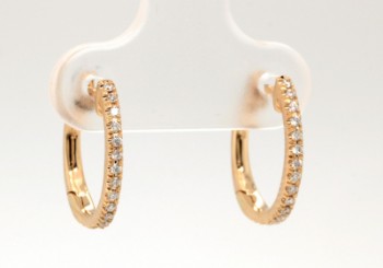 Creole earrings in 14kt gold with diamonds 0.15ct