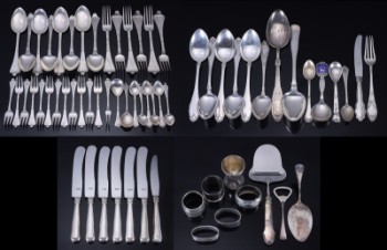 Grann og Laglye mfl., Rokoko Antik mm. samling diverse sølvbestik. (65)