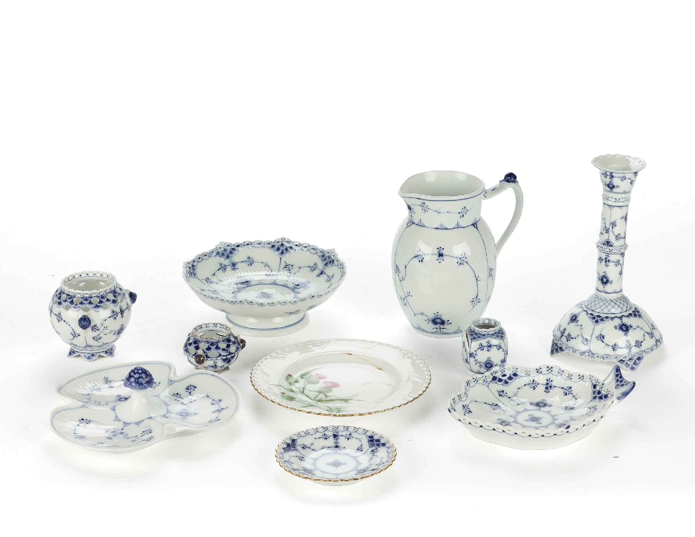 Royal Copenhagen. Collection of blue-fluted porcelain etc. (10)