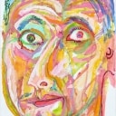 Maxim Kantor (1957-): Self-portrait', 1994. Watercolor.(cd)