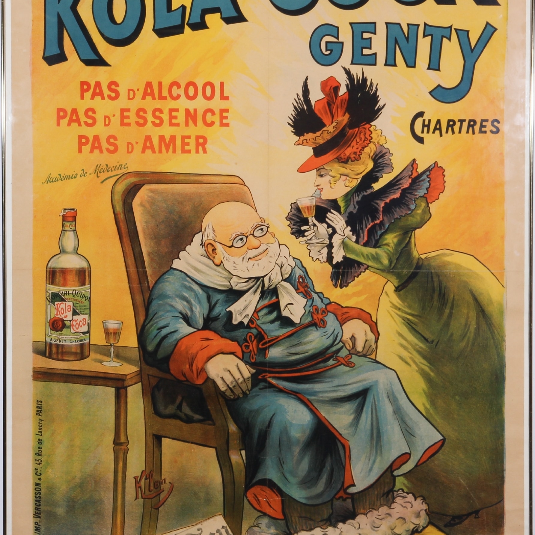 K'lem. Large French art nouveau poster, 'Kola-Coca Genty', approx. The ...