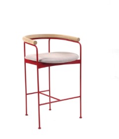 Kensaku Oshiro for dk3. Barstol, model Baia Chair 'Counter', egetræ / rød