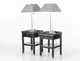 A pair of large glass table lamps with lamp bases. 20th century. (4)