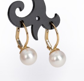 A pair of pearl earrings in 18 kt. gold (2)