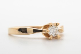 Solitairering med brillant på ca. 0.20 ct. 14 kt. guld, str. 52