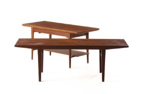 Two coffee tables, teak and rosewood. (2)