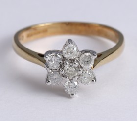 Diamond rose ring in 9 kt. gold, 0.50 ct.