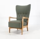 Søren Hansen for Fritz Hansen. Højrygget lænestol, 1940'erne, nyrenoveret