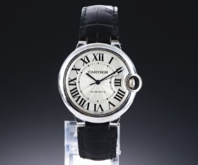 Cartier 'Ballon Bleu'. Midsize dameur i 18 kt. hvidguld med sølvfarvet skive, 2000'erne