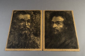 Robert Büchtger, to portrætter, kul på papir (2)