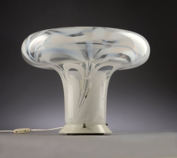 Angelo Brotto. Bordlampe fra 70'erne af muranoglas