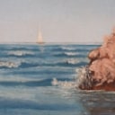 Wilhelm F. Andersen: Sejlbåde mellem to klippekyster, 1892