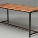 Spisebord kinesisk recycling elmetræ, stel i sort/grå metal L. 180cm (1)