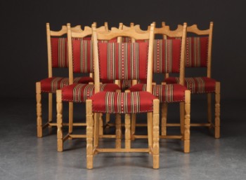Sæt på seks stole af egetræ, 1960-70erne - Henry Kjærnulf-stil (6)