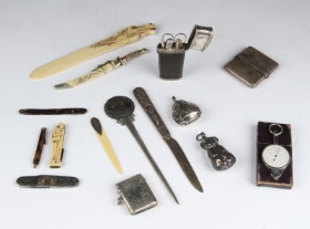 A collection of miscellaneous items in silver, metal, etc., 18th-19th centuries (15)