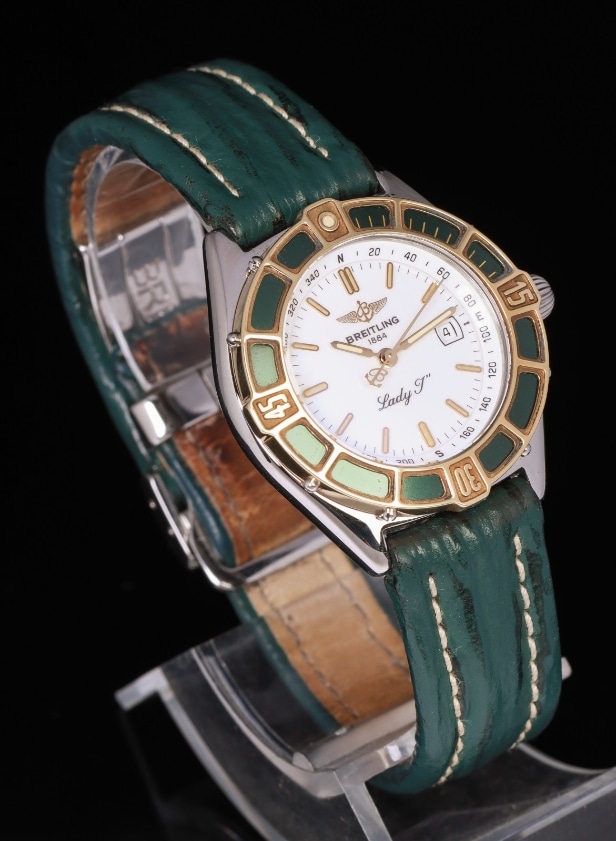 Damearmbåndsur fra Breitling, model Lady J, ref. D52065, 18 kt. guld og stål