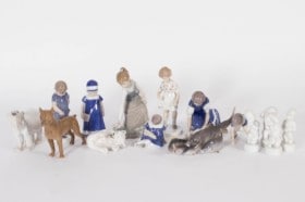 Royal Copenhagen og B&G. Samling porcelænsfigurer (18)