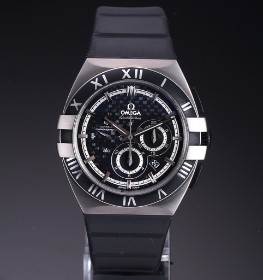 Omega 'Constellation Double Eagle Mission Hills'. Men's watch in titanium with black dial, approx. 2008