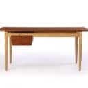 Ib Kofod-Larsen for Fredericia chair factory. Rare free-standing desk in teak/oak