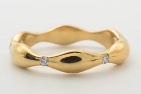 Kranz & Ziegler Wavering with diamonds, 14 kt. gold, size 52