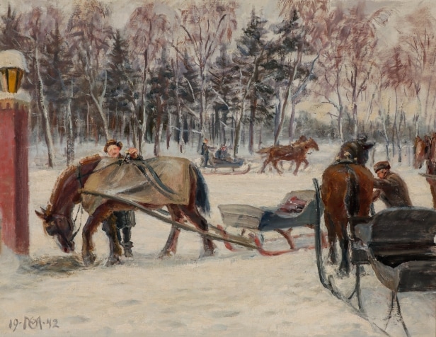 Oscar Matthiesen. Vinterlandskab med kaner