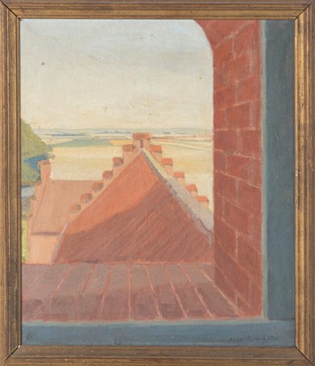 Ernst Syberg (1906-1981). Parti fra vindue. 1941
