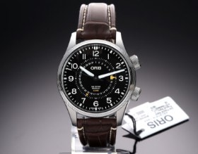 Oris 'Big Crown Propilot Alarm'. Limiteret herreur i stål med sort skive - boks + cert. 2023