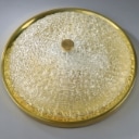 Kaiser. Wall/ceiling lamp in glass and brass from the 70s