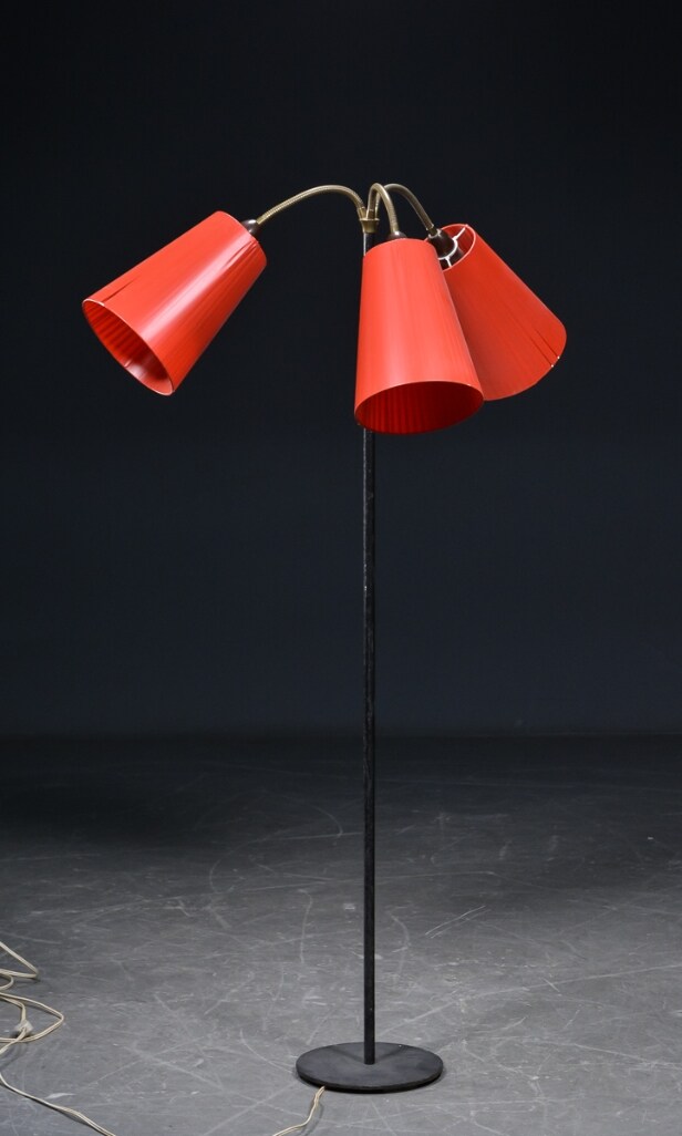 Retro standerlampe / 'Tivoli' lampe, tre-armet, 1950'erne