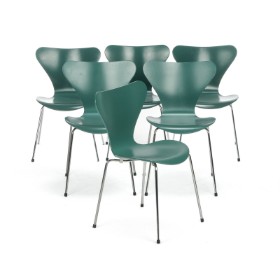 K-3018 - 011 - Arne Jacobsen. Seks 'Syver' stole, model 3107 (6)