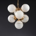 Italian pendant light from the 80s made of brass and glass