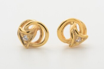 Par ørestikker med cubic zirkonia, 8 kt. guld