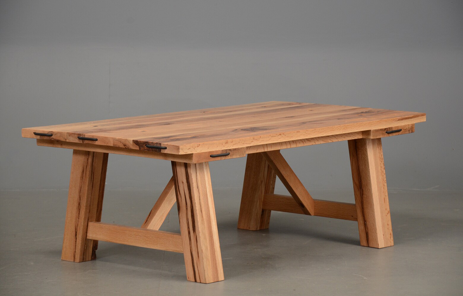 Furniture Viking coffee table, solid oak with black metal