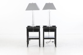 A pair of large glass table lamps with lamp bases. 20th century. (4)