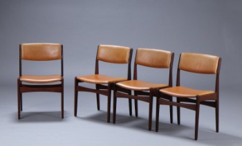 Poul M. Volther. Et sæt på fire stole i teak, 1960erne (4)