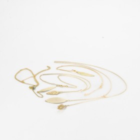 Pure Leaf. Four necklaces plated with 18 kt. gold (4)