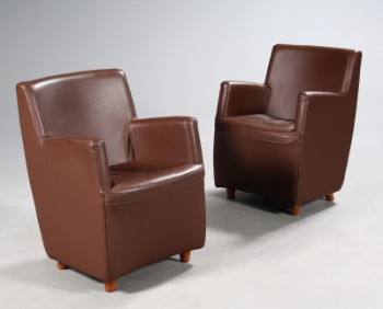 Eilersen. Par lænestole / loungstole, brunt læder (2)