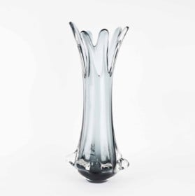 Murano Formia vase, røgfarvet og klart glas