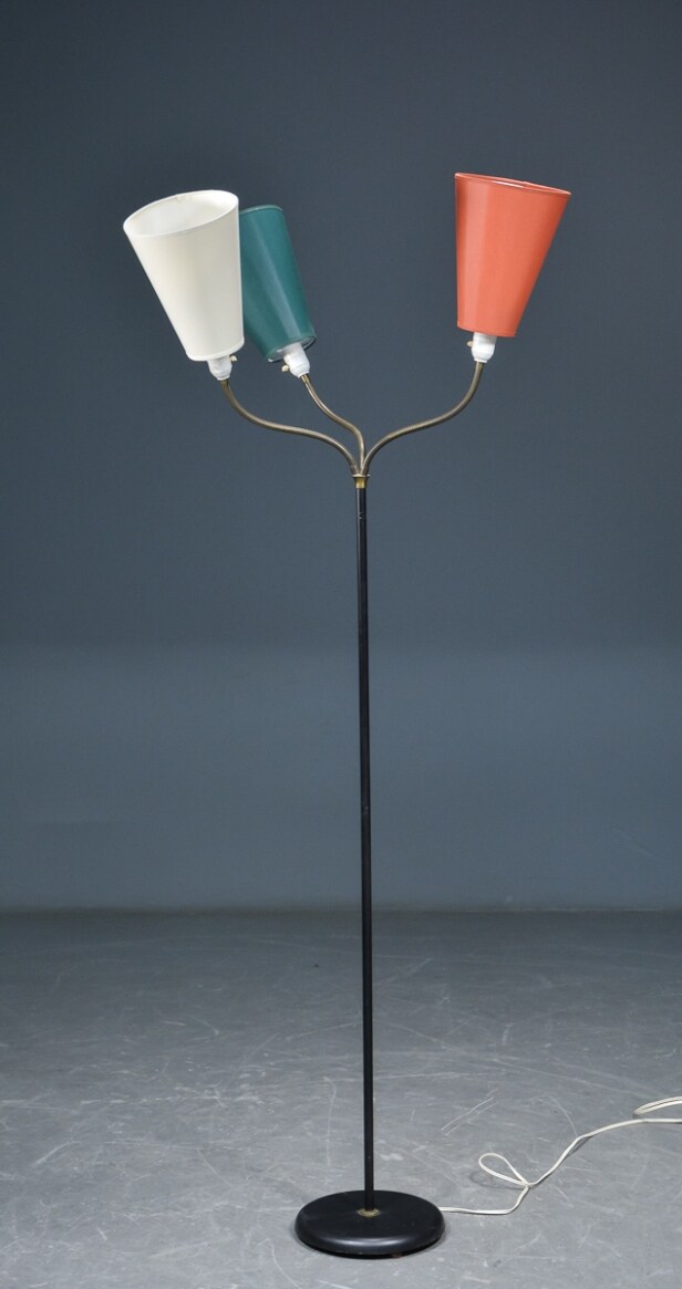 Retro standerlampe / 'Tivoli' lampe, tre-armet, 1950'erne