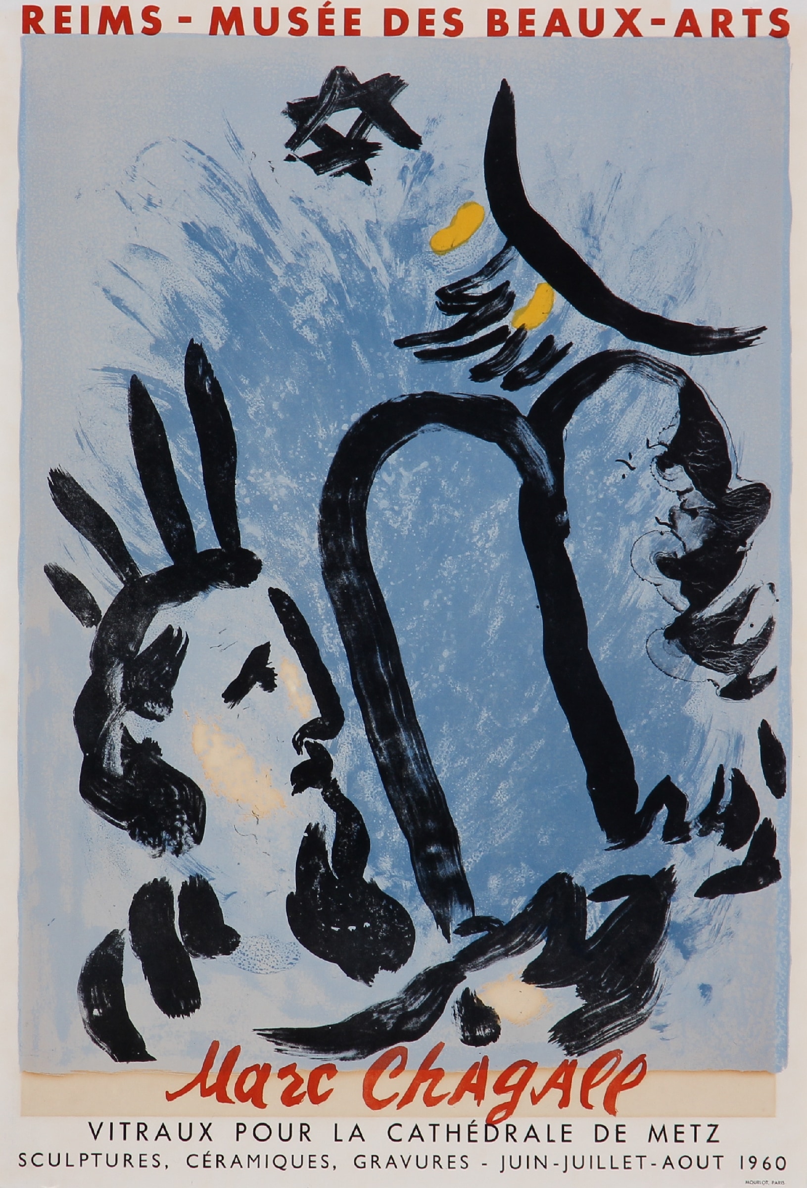 Marc Chagall. Lithographic poster, 'Vitraux pour la Cathédrale de Metz', 1960