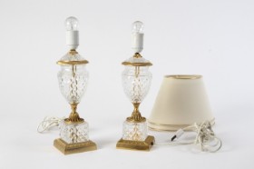 Pair of French glass/metal table lamps 1900s (2)