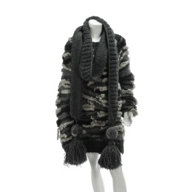 7085 - By Kopenhagen Fur. Strik bluse med mink applikationer. str. 34/36